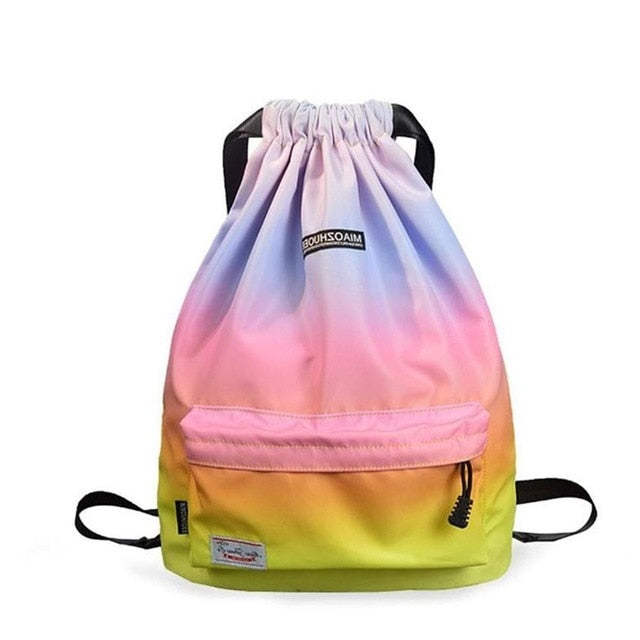 Waterproof Gym Bag Women Girls Sports Bag Travel Drawstring Bag Outdoor Bag Backpack for Training Swimming Fitness Bags Softback