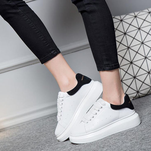 XDA 2019 New Fashion Spring Autumn Genuine Leather flats sheos Women White Casual Shoes leisure Lace-up Platform single Shoes