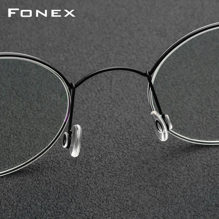 FONEX Screwless Eyewear Prescription Eyeglasses Frame Women Round Myopia Optical Denmark Korean Glasses Frame Men Titanium 98607