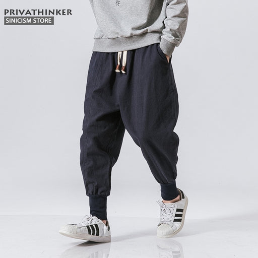 Sincism Store Men Harem Pants Japanese Cargo Cotton Linen Trouser Man Jogger Pants Chinese Baggy Pants