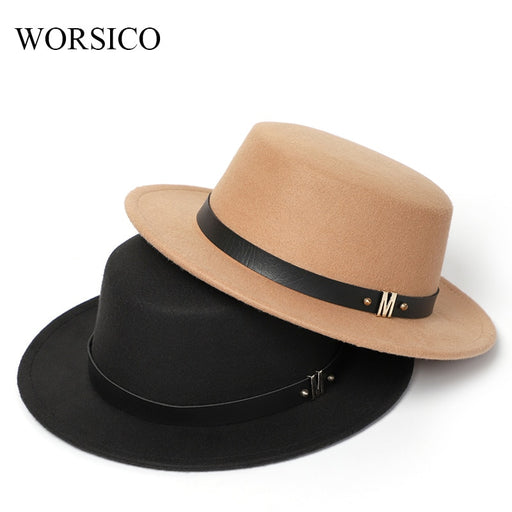 Womens Felt Hat Black Imitation Wool Winter Men Fedora Hat Classic Vintage Bowler Ladies Wool Felt Hat Autumn 2019