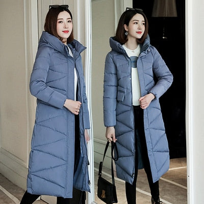 Women Parkas Winter Hooded Warm Coat Slim Cotton Padded Basic Jacket Female Casual long Outwear feminina 2019 New