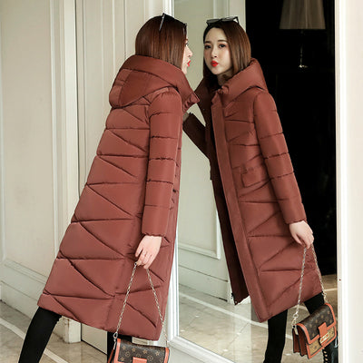 Women Parkas Winter Hooded Warm Coat Slim Cotton Padded Basic Jacket Female Casual long Outwear feminina 2019 New