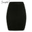 Simplee Elastic band women skirts Autumn winter warm knitted straight skirt Ribbed solid short mini ladies party wear skirt 2019