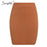 Simplee Elastic band women skirts Autumn winter warm knitted straight skirt Ribbed solid short mini ladies party wear skirt 2019