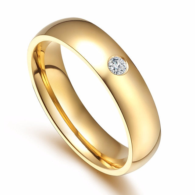 Vnox Gold Color Wedding Bands Ring for Women Men Jewelry Stainless Steel Engagement Ring Couple Anniversary Gift