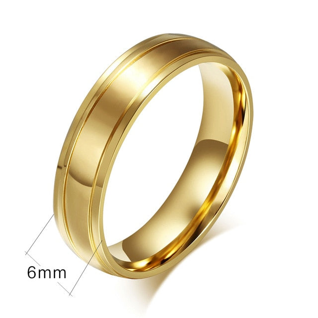 Vnox Gold Color Wedding Bands Ring for Women Men Jewelry Stainless Steel Engagement Ring Couple Anniversary Gift