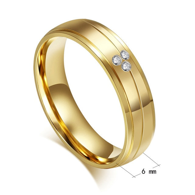 Vnox Gold Color Wedding Bands Ring for Women Men Jewelry Stainless Steel Engagement Ring Couple Anniversary Gift