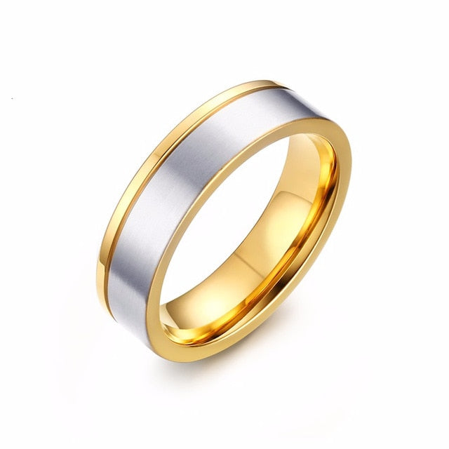 Vnox Gold Color Wedding Bands Ring for Women Men Jewelry Stainless Steel Engagement Ring Couple Anniversary Gift