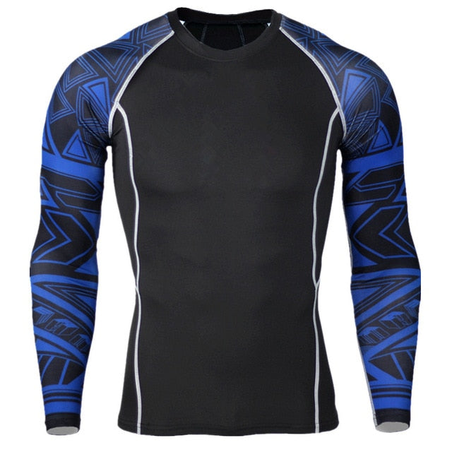 Men's Thermal Underwear Set Long Sleeve Fitness Tights Sportswear Compression Elastic Track and Field Running Wear