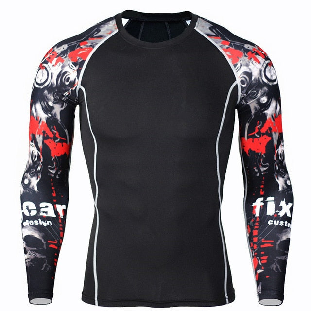 Men's Thermal Underwear Set Long Sleeve Fitness Tights Sportswear Compression Elastic Track and Field Running Wear