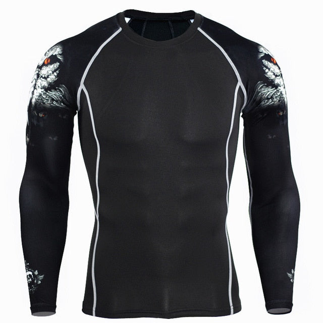 Men's Thermal Underwear Set Long Sleeve Fitness Tights Sportswear Compression Elastic Track and Field Running Wear