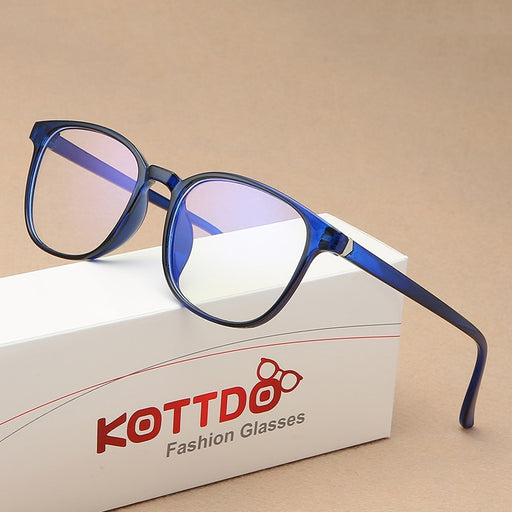 KOTTDO Retro Reading Mens Glasses Frame Fashion Computer Eyeglasses Frame for Men Anti-blue Light Transparent Pink Plastic Frame