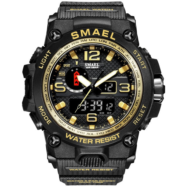 Men Military Watch 50m Waterproof Wristwatch LED Quartz Clock Sport Watch Male relogios masculino 1545 Sport Watch Men S Shock