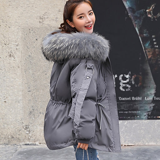 FTLZZ Women Winter Short Jacket Mujer Hooded Parkas Winter Coat Women Loose Parka Fur Collar Cotton Padded Jackets