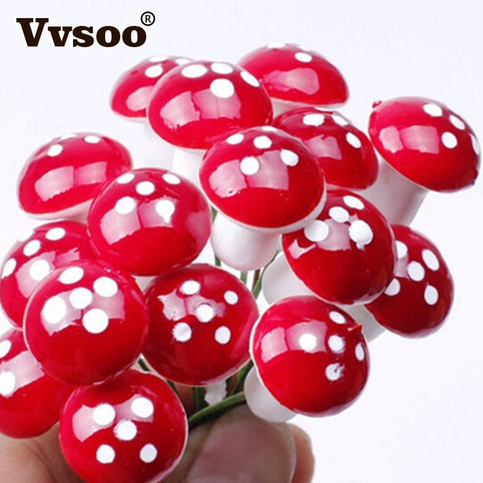 Vvsoo 12/24/36PCS Christmas Decorations Mini Red Mushroom Shape Ornament Miniature Plant Pots Fairy Holiday Home Christmas Decor