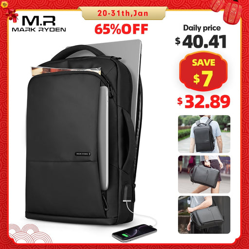 Mark Ryden Travel Backpack Large Capacity Teenager Male Mochila Anti-thief Bag USB Charging 15.6 inch Laptop Backpack Waterproof