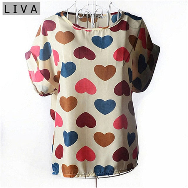 Big Dot Blouse Summer Short Sleeve Women Chiffon Blouse Casual Shirts Thin Women Tops Blusas Solid Ladies Cheap Clothes China