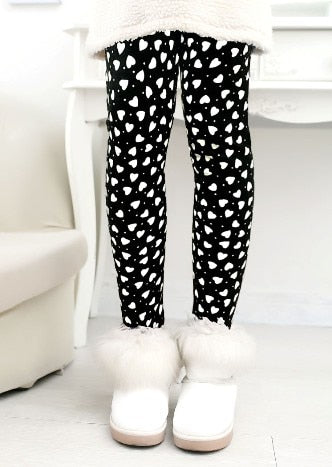 Casual Winter girls Pants leggings Warm Cartoon Heart Cat trousers Children Pants