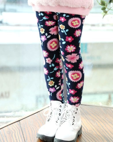 Casual Winter girls Pants leggings Warm Cartoon Heart Cat trousers Children Pants