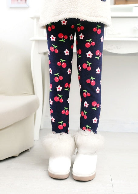 Casual Winter girls Pants leggings Warm Cartoon Heart Cat trousers Children Pants