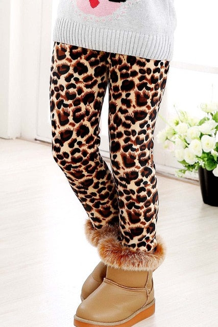 Casual Winter girls Pants leggings Warm Cartoon Heart Cat trousers Children Pants