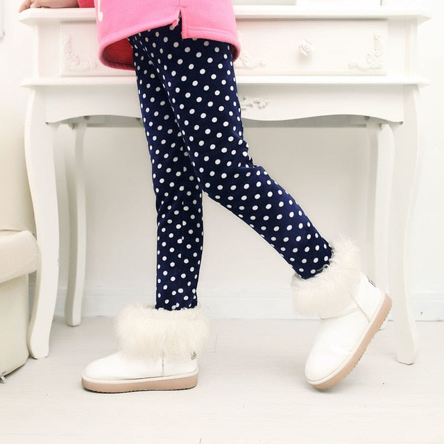 Casual Winter girls Pants leggings Warm Cartoon Heart Cat trousers Children Pants