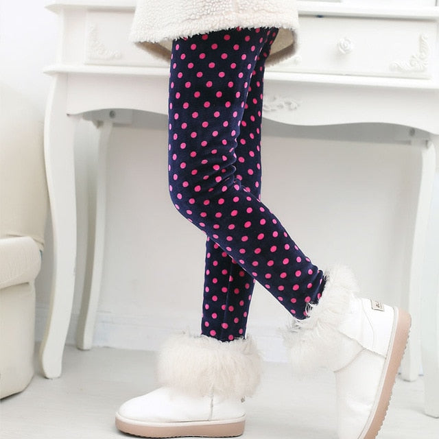 Casual Winter girls Pants leggings Warm Cartoon Heart Cat trousers Children Pants