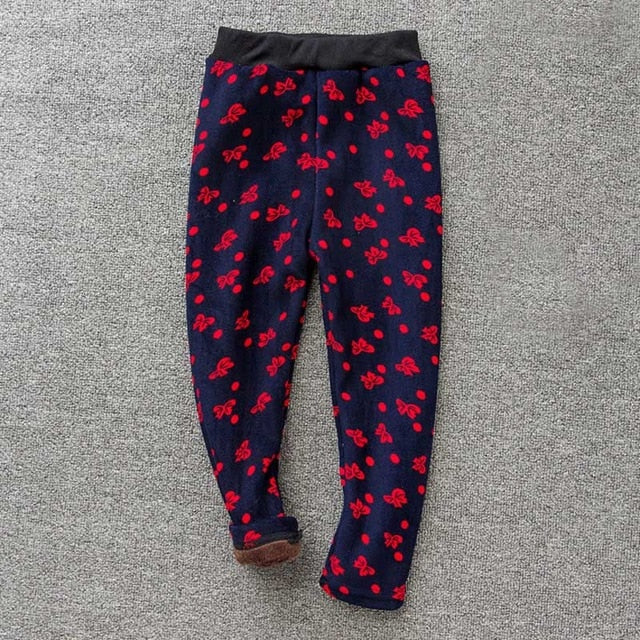 Casual Winter girls Pants leggings Warm Cartoon Heart Cat trousers Children Pants