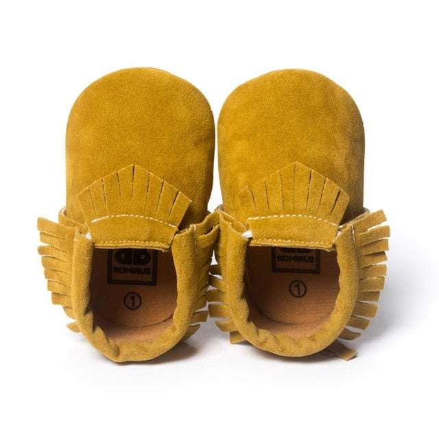 2019 PU Suede Leather Newborn Baby Moccasins Shoes Soft Soled Non-slip Crib First Walker