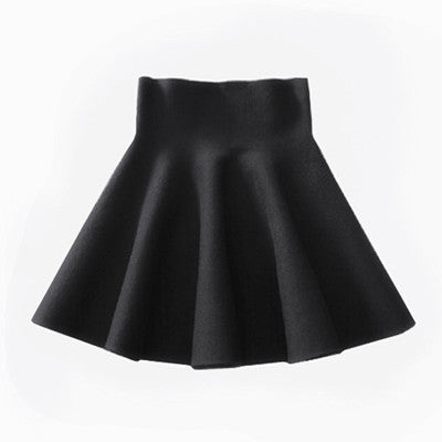 2019 Spring Autumn New Women Skirt Knitting Woolen Midi Skirt Ladies High Waist Casual Pleated Elastic Flared Skirts Womens