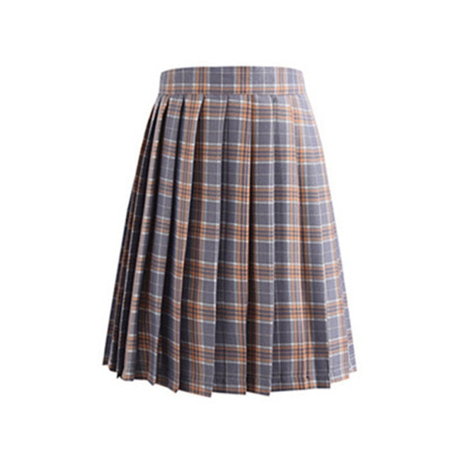 2019 Women Summer high waist pleated plaid skirt Female Anime Short Skirts plisowana spodnica saia curta jupe plissee femme