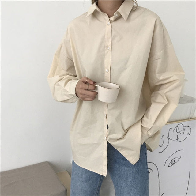 HziriP Women Blouses 2019 Spring Solid Blouse Loose Casual Vacation All-Match Women Tops Shirts Blusas Camisas Mujer 4 Colors